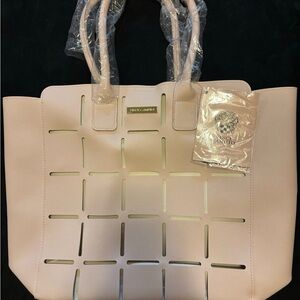Vince Camuto Pink Structured Tote with Woven Design